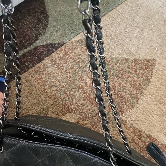 Authentic Chanel Purse CC Shopping Tote  silver hardware leather - Picture 7 of 16